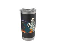 Grim Reaper Esqueleto Dabbing Divertido Halloween Muerte Miedo Vaso térmico de acero inoxidable de doble pared