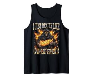 Grim Reaper Esqueleto Divertido para Amantes del Pan de ajo Camiseta sin Mangas