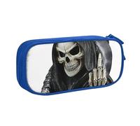 Grim-Reaper - Estuche para lápices con cremallera, estuche azul de gran capacidad para escuela, oficina y viajes, Blue, Talla única, Organizador de bolsas