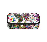Grim-Reaper - Estuche para lápices de gran capacidad, bolsa de papelería de oficina, bolsa de cosméticos con compartimentos para niñas, niños y adultos, mariposa floral de primavera, talla única