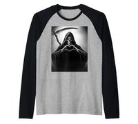 Grim Reaper Horror Poster Halloween Camiseta Manga Raglan