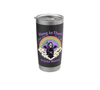 Grim Reaper Pastel Goth, Divertido Arco Iris Mágico Humor Oscuro Vaso térmico de acero inoxidable de doble pared