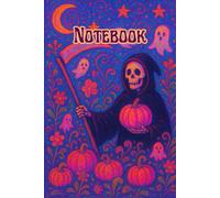 Grim Reaper Pumpkin Harvest Journal - Dreamy Pastel Halloween Lined Notebook: Spooky Cute Skeleton with Pink Pumpkin, Ghostly Garden & Magical Autumn Vibes