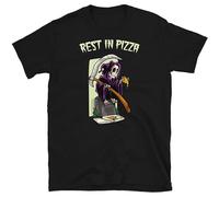 Grim Reaper Rest in Pizza Halloween Pepperoni Foodie Short-Sleeve Unisex T-Shirt Black L
