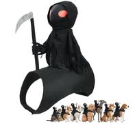 Grim Reaper Rider Pet Halloween Costume for Dogs & Cats, 3D Pets Outfit | Party Cosplay Dog Ride-on Costumes with Magic Tape, Funny Adjustable Dress Up Harness with Scythe Decoration(S)