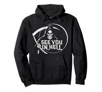 Grim Reaper See You In Hell - Grunge Goth Distressed - Blanco Sudadera con Capucha