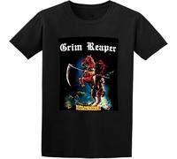 Grim Reaper See You in Hell Heavy Metal Band T Shirt Graphic Top Printed Shirt for Mens Black XL