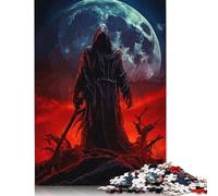 Grim Reaper Under Blood Moon Puzzles Imposible,desafío for Adults Juego Educativo 1000 Piezas Obra De Arte De Juego De para Adultos Y Niños A Partir De 12 Años 500pcs (52x38cm)