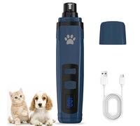 Grimgrow Molinillo de uñas para perros con 2 luces LED, recortador de uñas recargable de 2 velocidades mejorado silencioso para el aseo de las patas, potente kit de cortaúñas sin dolor para perros y