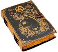 Grimoire diario de cuero con estampado de gato celta, diario en blanco, libro de hechizos, libro de sombras, regalo de cuero para él, cuaderno de bocetos, diario cuaderno (8x6 pulgadas)