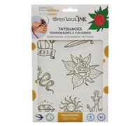 GRIM'TOUT - Tatuajes temporales para colorear - Tradicional - Patrones clásicos para personalizar - Actividad creativa para todos