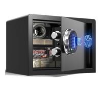 Grimtron Caja inteligente biométrica segura con bloqueo de huellas dactilares con modo silencioso, teclado retroiluminado y luz LED, pequeña caja fuerte, regalo para el día de San Valentín para