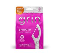 GRIN Smooth Flosspyx, palillos de hilo dental suave, 150 unidades, hilo dental dental, sabor a menta, plástico reciclado, hilo dental suave, dientes apretados, cabeza de hilo dental más larga premium