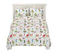 Grinch by Dr. Seuss Holiday & Christmas Bedding Juego de sábanas de Franela súper Suave, Queen, (Producto Oficial Dr. Seuss) de Franco