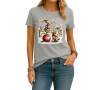 Grinch & Max Merry Christmas - Camiseta para mujer, gris, L