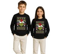 Grinch Merry Grinchmas | Ugly Christmas Sweater Navidad Sudadera Niños, Negro , 152