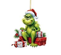 Grinch Ornaments Grinch Pendant, 8cm Creative Xmas Flat Hanging Ornament Christmas Tree Pendants Craft Collection, Xmas Party Tree Decor