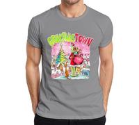 GrinchmasTown Grinch Santa Claus Regalos Max Reno Divertido Camiseta Hombre, gris, S