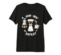 Grind Brew Repeat Ritual Café Espresso Casa Camiseta Premium