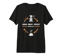 Grind Brew Repeat Ritual Café Espresso Casa Camiseta Premium