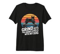 Grind Establece Luego Grind Niveles con Mi Perro Gamer Camiseta Premium