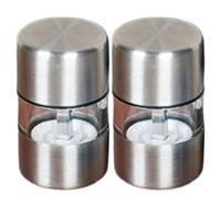 Grinder de pimienta de 2 piezas, manual de acero inoxidable mini amoladora de sal de sal de sales ajustables y recargables de especias para cocina