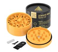 Grinder Premium CERAMIC NANO PRO 2.0 | Recubrimiento Nano Cerámico Antiadherente | Sistema Quick-Connect sin rosca triple imán N52 |62mm Ø Cámara Profunda | Molinillo para Especias (Amarillo)