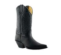 Grinders Buffalo Botas Vaqueras Unisex de Cuero Negro 6