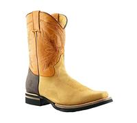 Grinders El Paso Botas Unisex de Media Pantorrilla de Cuero Marrón Canela Estilo Vaquero 9