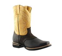 Grinders Frontier Botines Chelsea Unisex de Cuero Marrón Canela con Punta Cuadrada Estilo Vaquero 11