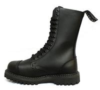 Grinders Herald Botas Unisex de Cuero Negro con Punta de Acero y 14 Ojales con Cordones Estilo Militar 12