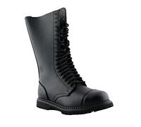 Grinders King Botas Unisex de Cuero Negro con Punta de Acero y 20 Ojales Estilo Militar 3