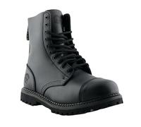 Grinders Stag CS Botas de Cuero Negro 10 Ojo Agujero Puntera Acero Militar Punk