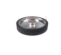 Grinding wheel, Rueda de contacto de caucho macizo de 12 x 2", 300 x 50 mm, for lijadora de banda con equilibrio dinámico, dureza 65-70 A,Tool(6005 installed 25mm)