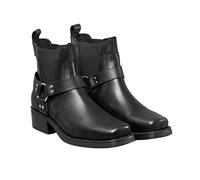 Gringos - Botas de cuero con arreos al tobillo y elásticos laterales modelo Harley para hombre (42 EU/Negro)