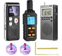Grinsvalley El kit de equipo de caza de fantasmas 7 en 1 incluye 1 medidor EMF, 1 radio de mano, 2 luces LED, 1 grabadora de voz digital EVP, 2 varillas de radiestesia, equipo paranormal de