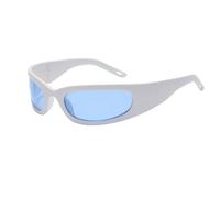 Grion Gafas de sol blancas y azules polares, inspiradas en Y2K, para tomar fotos con aspecto fresco, unisex, estilo retro, futurista, festival, fiesta, estilo al aire libre, momentos de estilo, Blanco