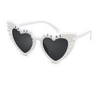 Grion Gafas de sol de ojo de gato con detalles de perlas y letras "To Be", marco en forma de corazón para despedidas de soltera, accesorios de fotos y celebraciones de boda, moda, Estilo A.