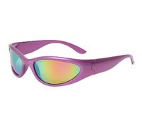 Grion Lentes de sol de color morado neón - Y2K Futurista para fiestas, color rosa iridiscente violeta, arco iris, para mujeres y hombres, para festivales, rave, aspecto de moda, morado neón
