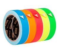 GRIP Eventbasics GT PRO Neon Tape - Juego de 5 cintas fluorescentes (25 mm x 10 m, mate y antirreflectantes, UV en 5 colores (verde neón, rosa neón, azul neón, naranja neón, amarillo neón)