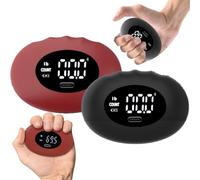 Grip Strength Tester Football, Portable Rechargeable Hand Grip Tester Ball with Smart Digital Display, Electronic Grip Strength Trainer for Home, Gym & Sports Training (Black+Red)