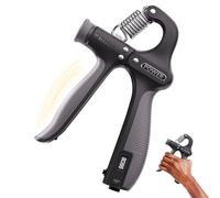 Grip Strength Trainer - Adjustable Resistance for Progressive Muscle Building, Digital Display with Tracking Function, Forearm and Hand Exerciser for Gym, Black/Steel, Compact Size 6.5 x 3 Inch