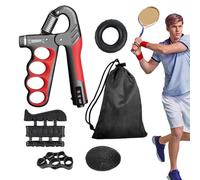 Grip Strength Trainer Kit with 5 Hand Exercisers, Portable Finger Trainer, Forearm Strengthener Set for Men and Women, Includes Carry Bag, Travel, Daily Fitness, 7.09x4.53 inches