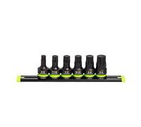 GRIPEDGE Tools - Juego de destornilladores hexagonales de impacto SAE corto de 0.5 pulgadas | Tamaños 3/8, 7/16, 1/2, 9/16, 5/8, 3/4 | Fabricado con acero Cr-Mo | Incluye riel de aluminio premium |