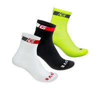 GripGrab Calcetines en paquete de 3 Tricolore Regular Cut negro/amarillo/blanco 41-44