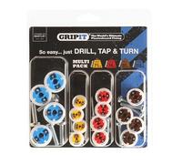 Gripit Kit de fijaciones mixtas para placas de yeso - Paquete de 16 - Fijaciones resistentes para paneles de yeso y paredes de espárragos, soporta hasta 113 kg - para montaje de televisores, cortinas