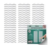 Gripko - 48 Pegatinas Antideslizantes Bañera Transparente 18cm - Antideslizante Ducha Ondulado, Pegatinas Bañera Bebe y Mayores, Antiresbalante Adhesivo Mejorado, Baño Seguro - Tiras Invisibles