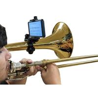 Gripophone Lira baja de latón - Soporte seguro para teléfono para trombón, melófono, cuerno de flisca y más | Fabricado en Estados Unidos | Abrazadera de 1.5 a 2 pulgadas | LB100