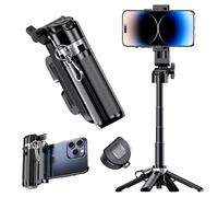 GripPic Mini trípode para selfie para iPhone, extensión de altura ajustable de 6 secciones (12-42 cm), control remoto de 10 metros con un solo clic, adecuado para viajes, transmisión en vivo