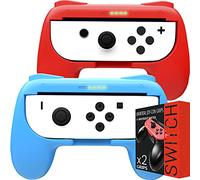 Grips de Orzly compatibles con los Joy-Cons de la Nintendo Switch - PACK DE DOS (1x ROJO y 1x AZUL) Grips Universales para usar con los JoyCons de la Nintendo Switch